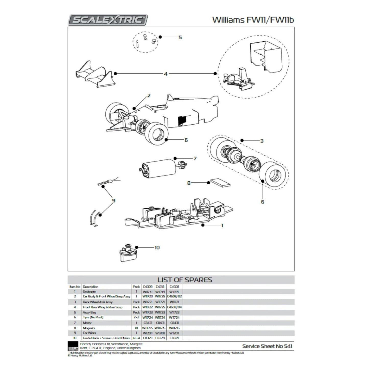 Scalextric Williams FW11B 1987 British Grand Prix Nigel Mansell Scalextric Car Alternate 8