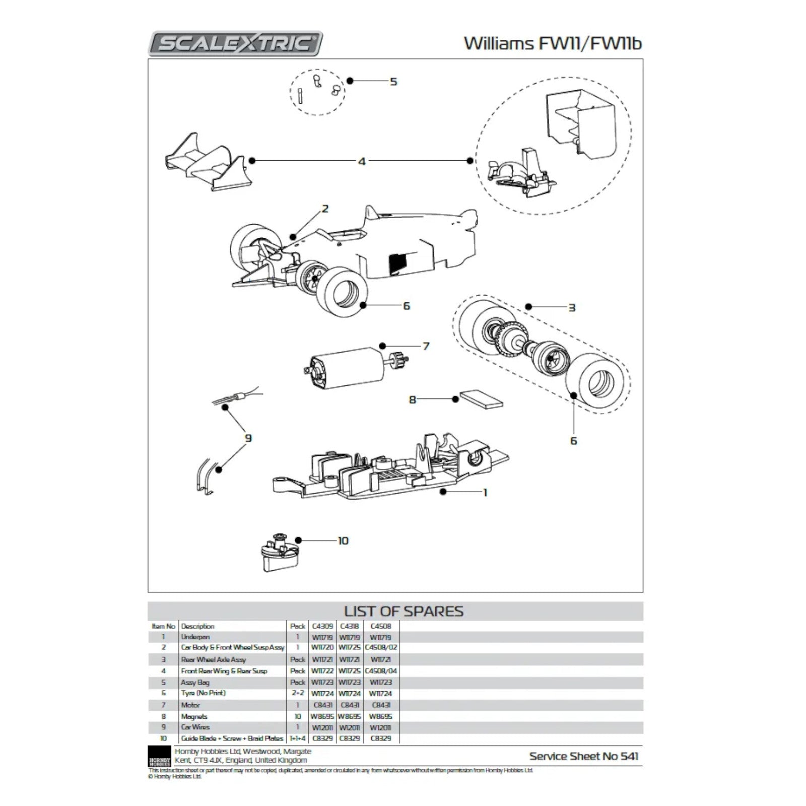 Scalextric Williams FW11B 1987 British Grand Prix Nigel Mansell Scalextric Car Alternate 8