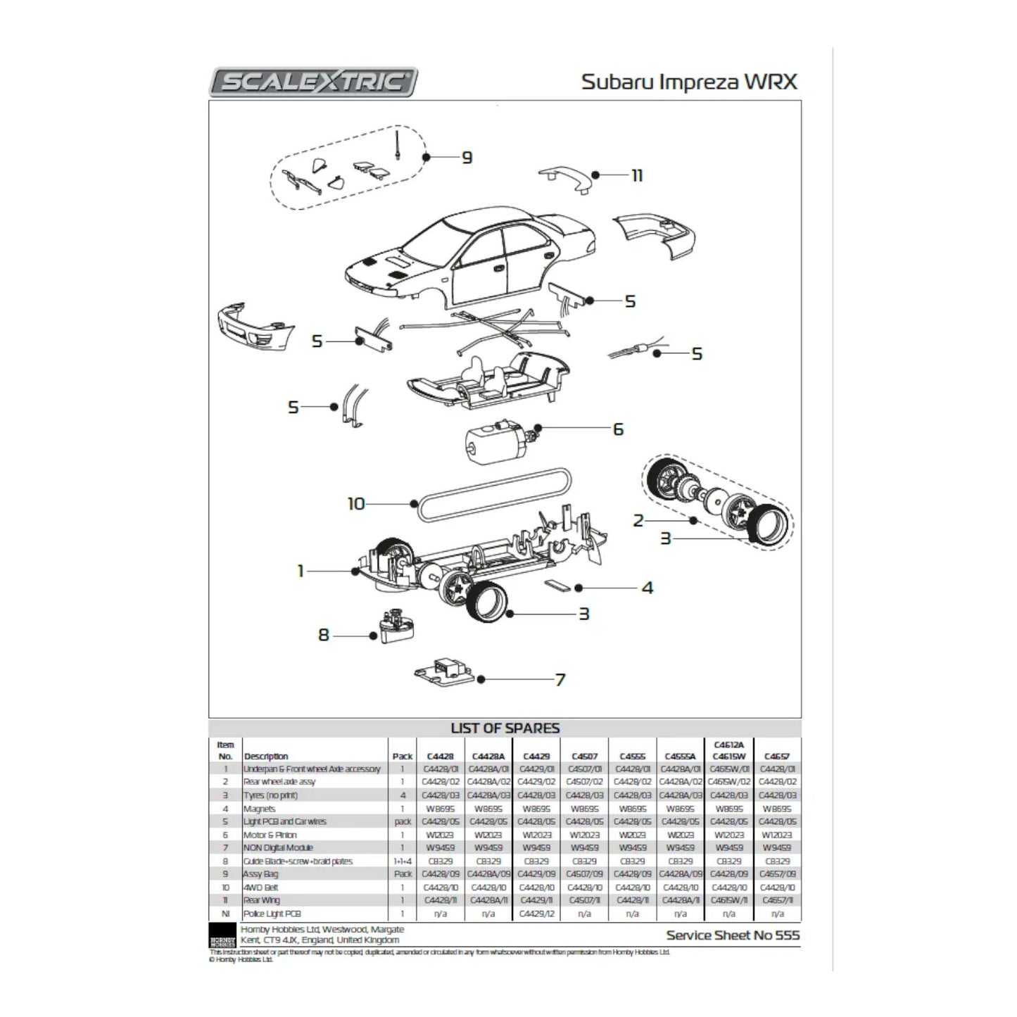 Scalextric Subaru Impreza WRX 1995 Carlos Sainz Scalextric Car Alternate 6