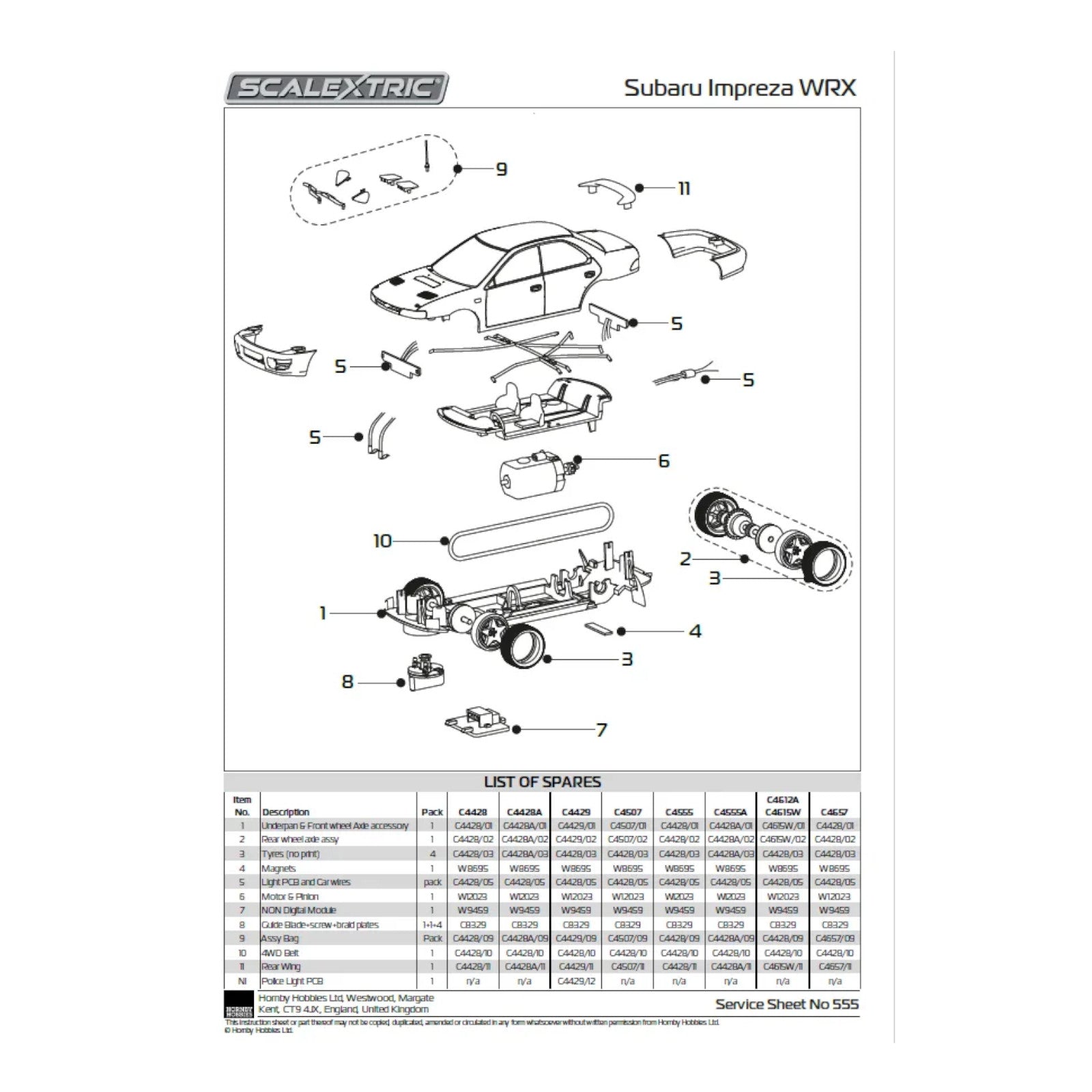 Scalextric Subaru Impreza WRX 1995 Carlos Sainz Scalextric Car Alternate 6
