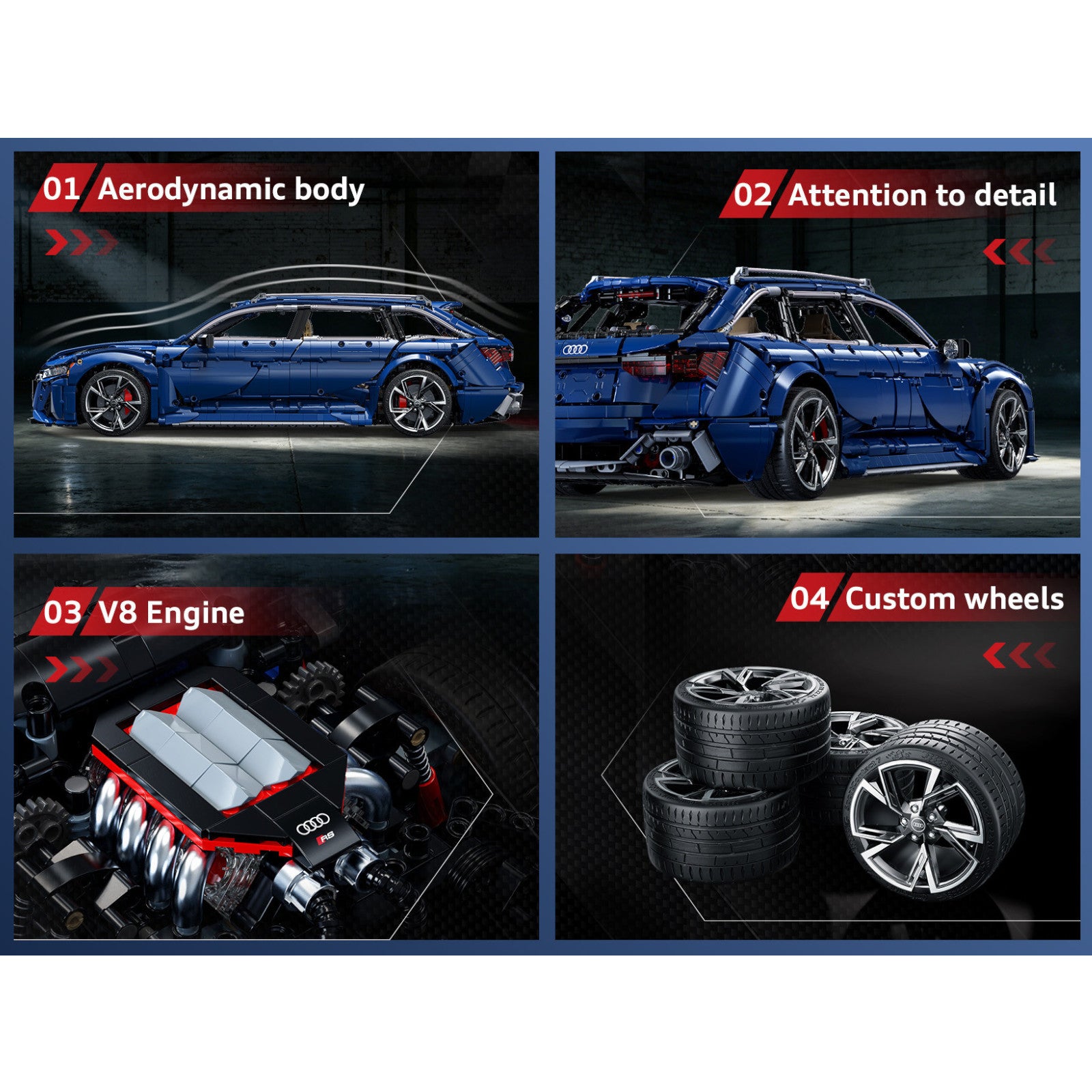 CaDA Audi RS6 Avant (2019) 1:8 Brick Set Model 4663 Pieces Car Model Kit C61515W Alternate 8