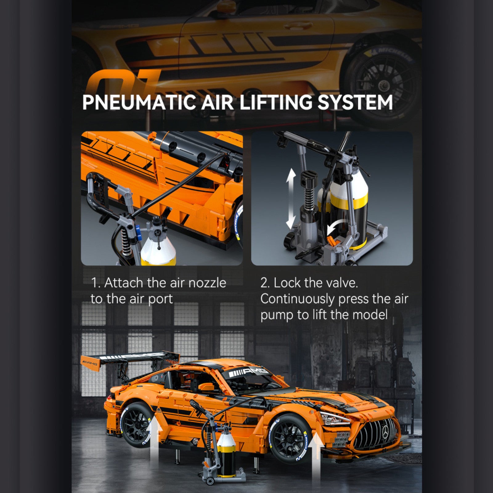 CaDA Mercedes-AMG GT3 5466 Pieces 1:8 3D Puzzle C64008W Alternate 10