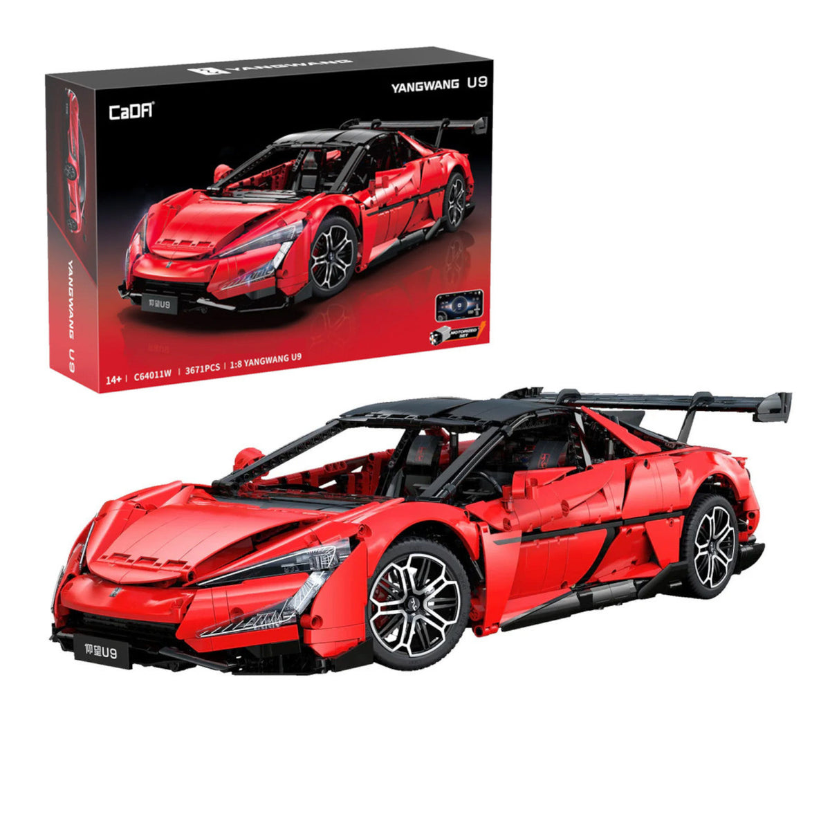CaDA 1:8 BYD Yangwang U9 Electric Super Coupé 3671 Pieces Car Model Kit C64011W