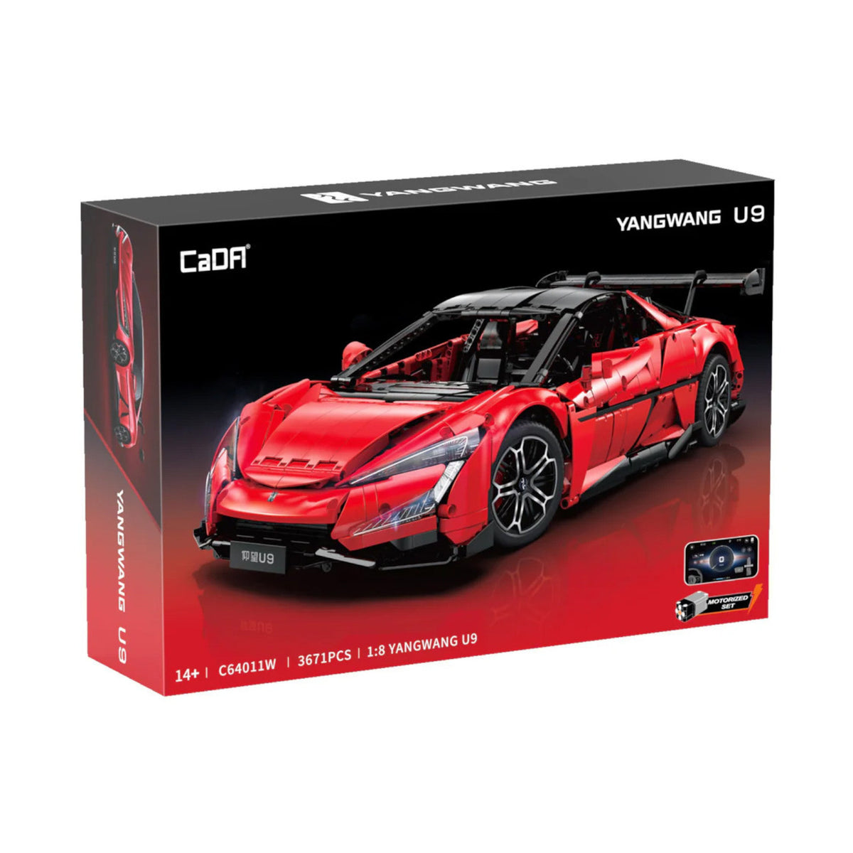 CaDA 1:8 BYD Yangwang U9 Electric Super Coupé 3671 Pieces Car Model Kit C64011W Alternate 2