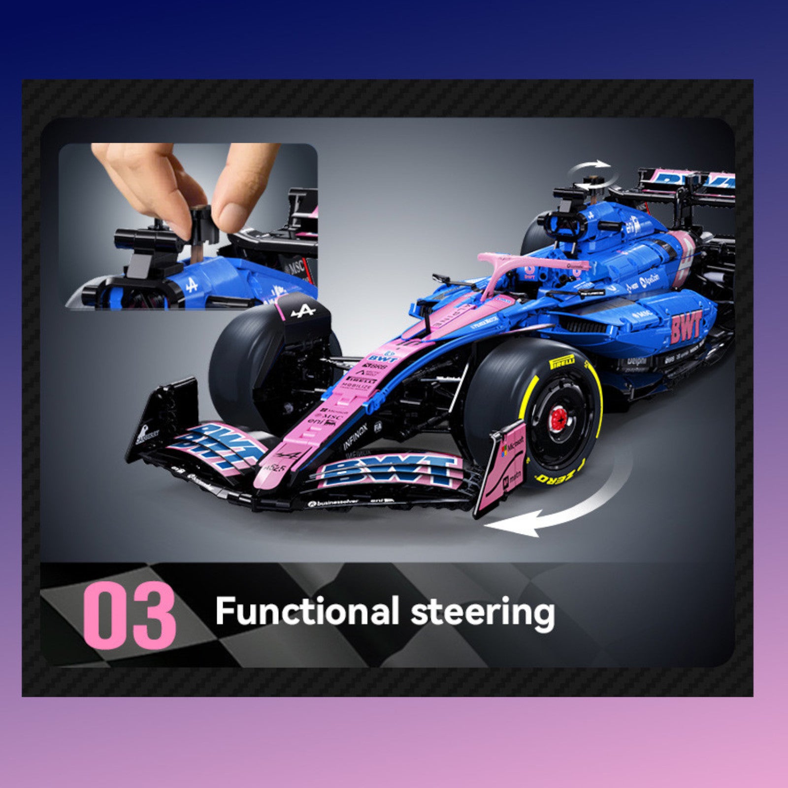 CaDA 1:8 BWT Alpine F1 Team A525 Racing Car 2173 pcs 3D Puzzle Alternate 10