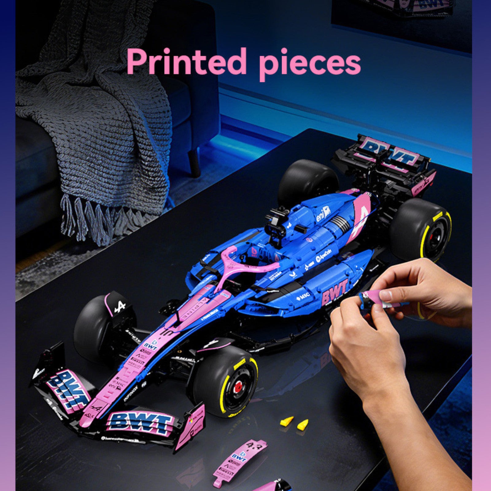 CaDA 1:8 BWT Alpine F1 Team A525 Racing Car 2173 pcs 3D Puzzle Alternate 5