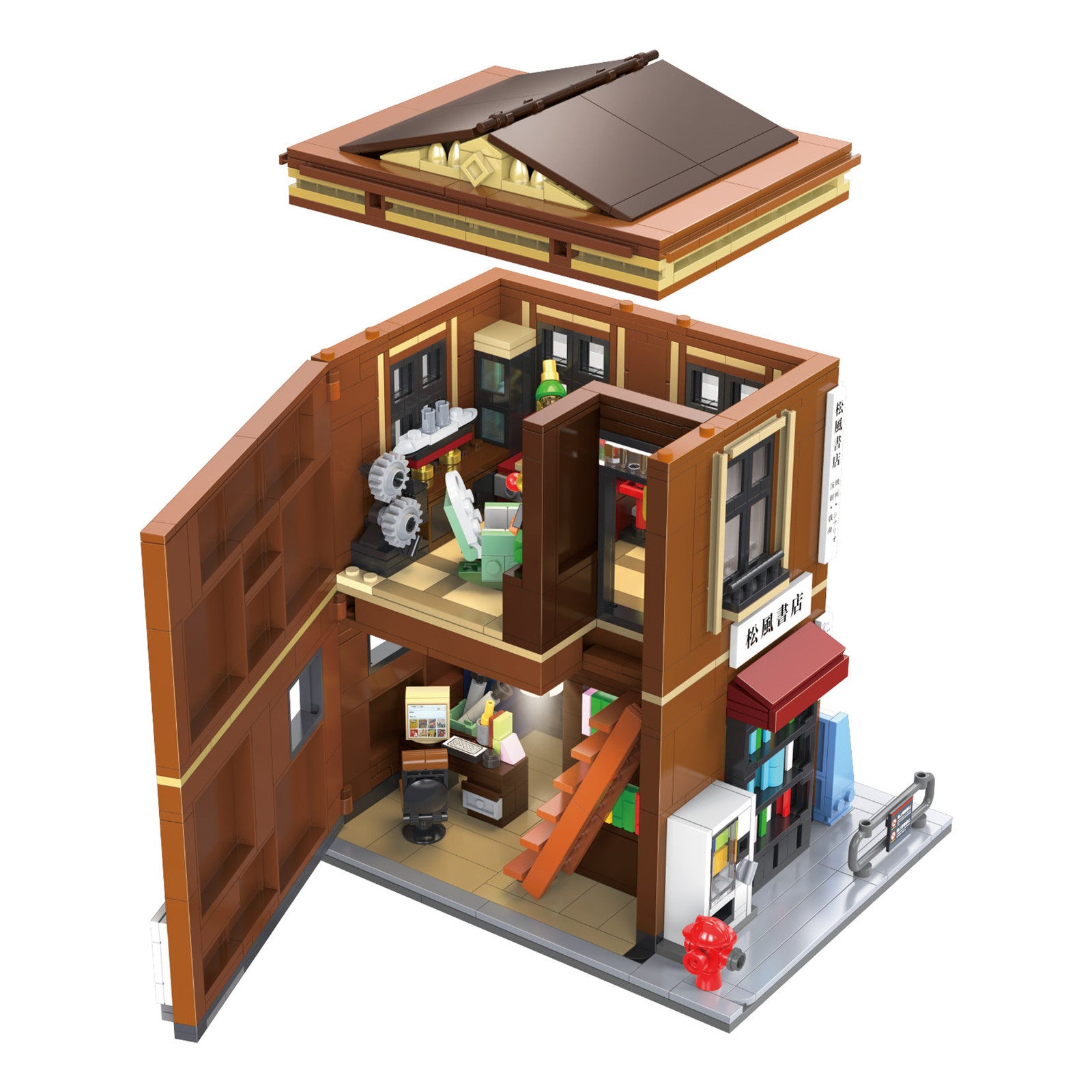 CaDA Japanese Bookshop Building 1292 Pieces 3D Puzzle Alternate 1