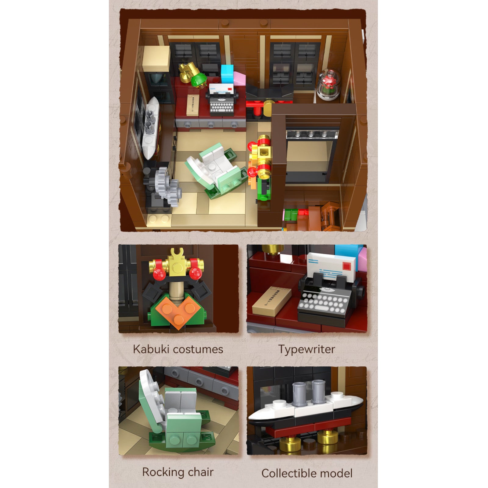 CaDA Japanese Bookshop Building 1292 Pieces 3D Puzzle Alternate 8