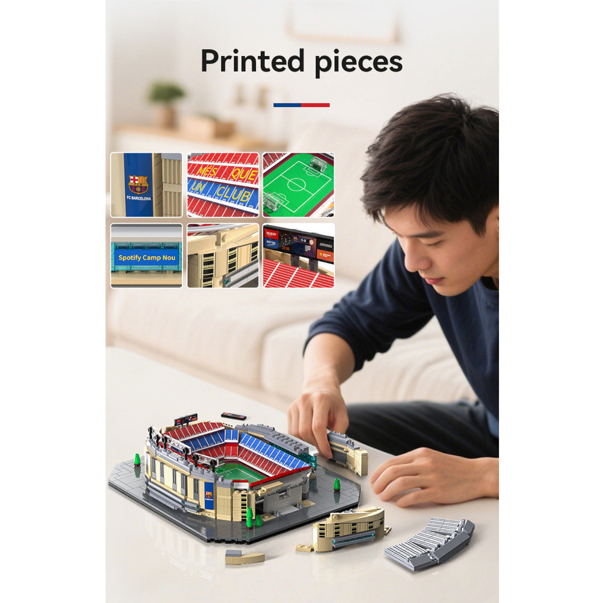 CaDA FC Barcelona Camp Nou Stadium 728 Pieces Landmark Model Kit C66023W Alternate 6