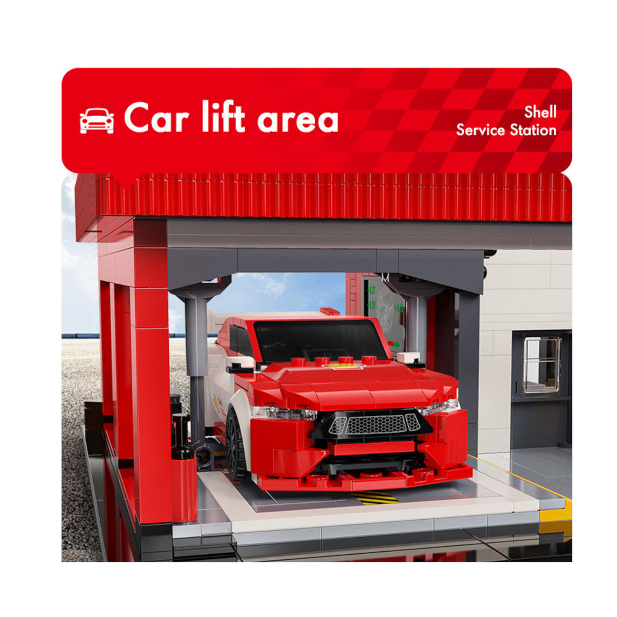 CaDA Shell Service Station with Car 1697 Pieces Brickset C66025W 3D Puzzle Alternate 10