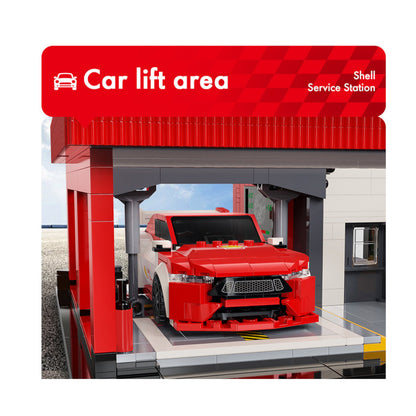 CaDA Shell Service Station with Car 1697 Pieces Brickset C66025W 3D Puzzle Alternate 10