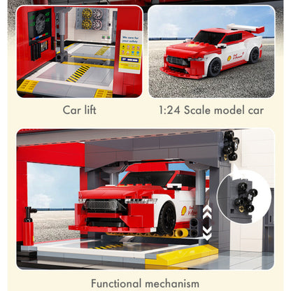 CaDA Shell Service Station with Car 1697 Pieces Brickset C66025W 3D Puzzle Alternate 11