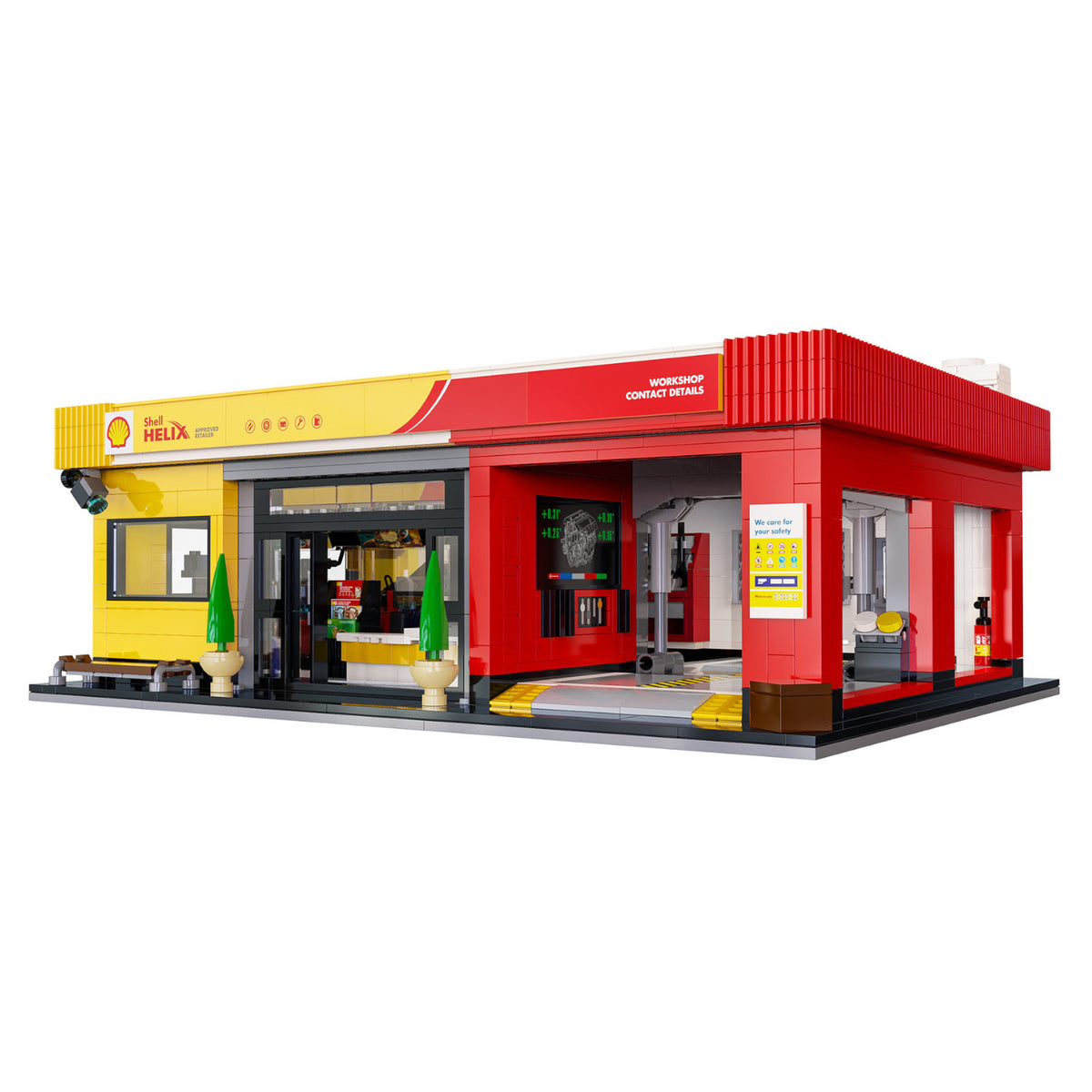 CaDA Shell Service Station with Car 1697 Pieces Brickset C66025W 3D Puzzle Alternate 3