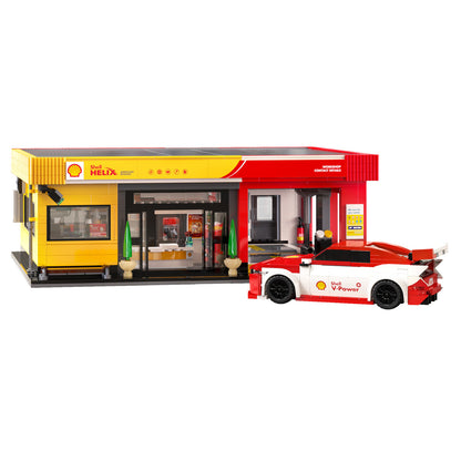 CaDA Shell Service Station with Car 1697 Pieces Brickset C66025W 3D Puzzle Alternate 4