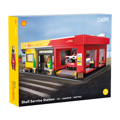 CaDA Shell Service Station with Car 1697 Pieces Brickset C66025W 3D Puzzle Alternate 5