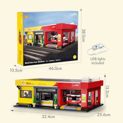 CaDA Shell Service Station with Car 1697 Pieces Brickset C66025W 3D Puzzle Alternate 6