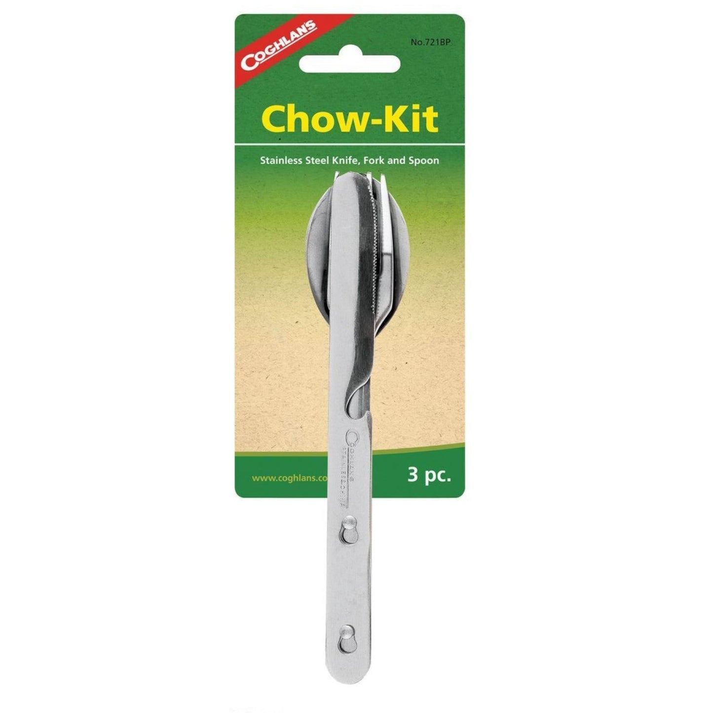 Coghlan's Chow Kit Stainless Steel Knife Fork & Spoon Camping Cutlery Tableware Set