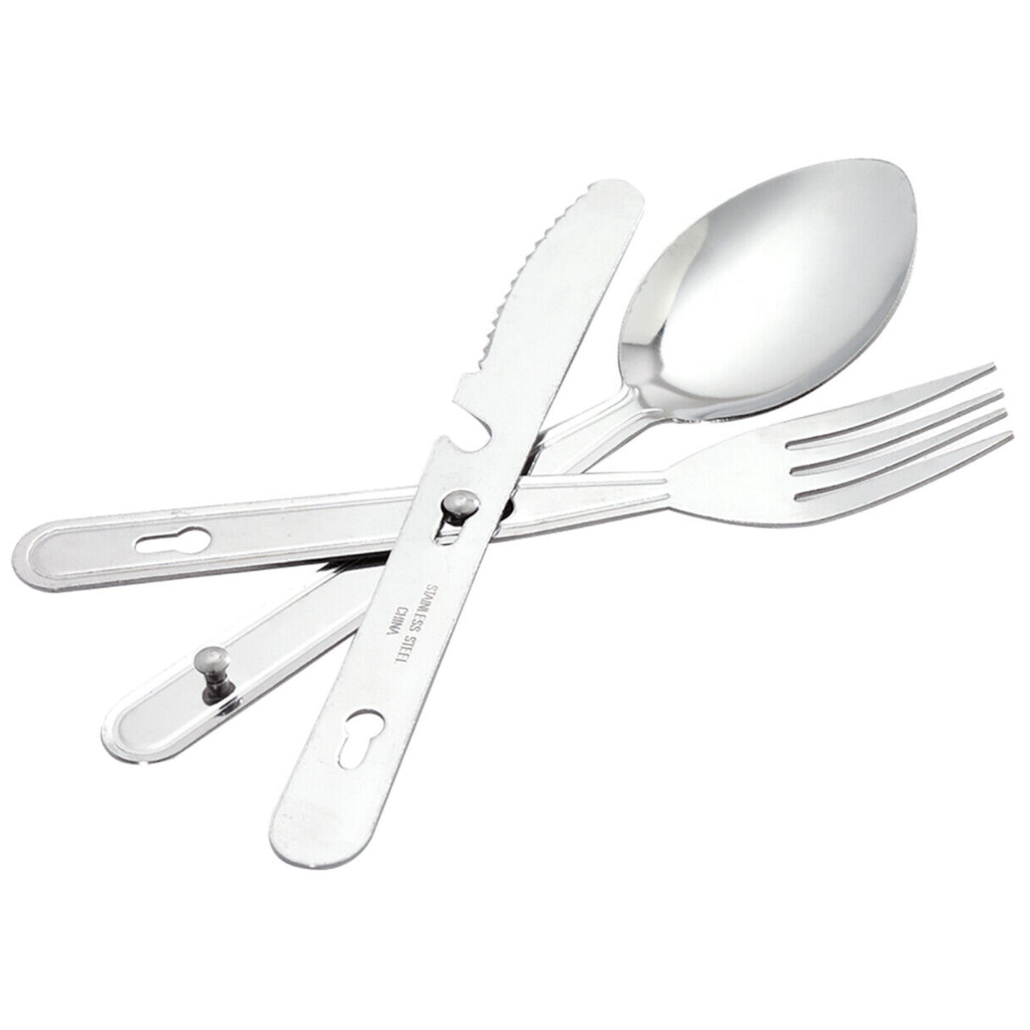 Coghlan's Chow Kit Stainless Steel Knife Fork & Spoon Camping Cutlery Tableware Set