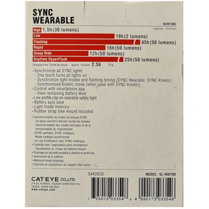 Cateye SYNC Wearable Rear Bike Light Alternate 2