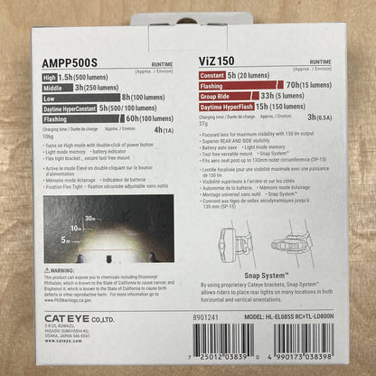 Cateye AMPP 500S / Viz 150 Front & Rear Bike Light Set Alternate 5