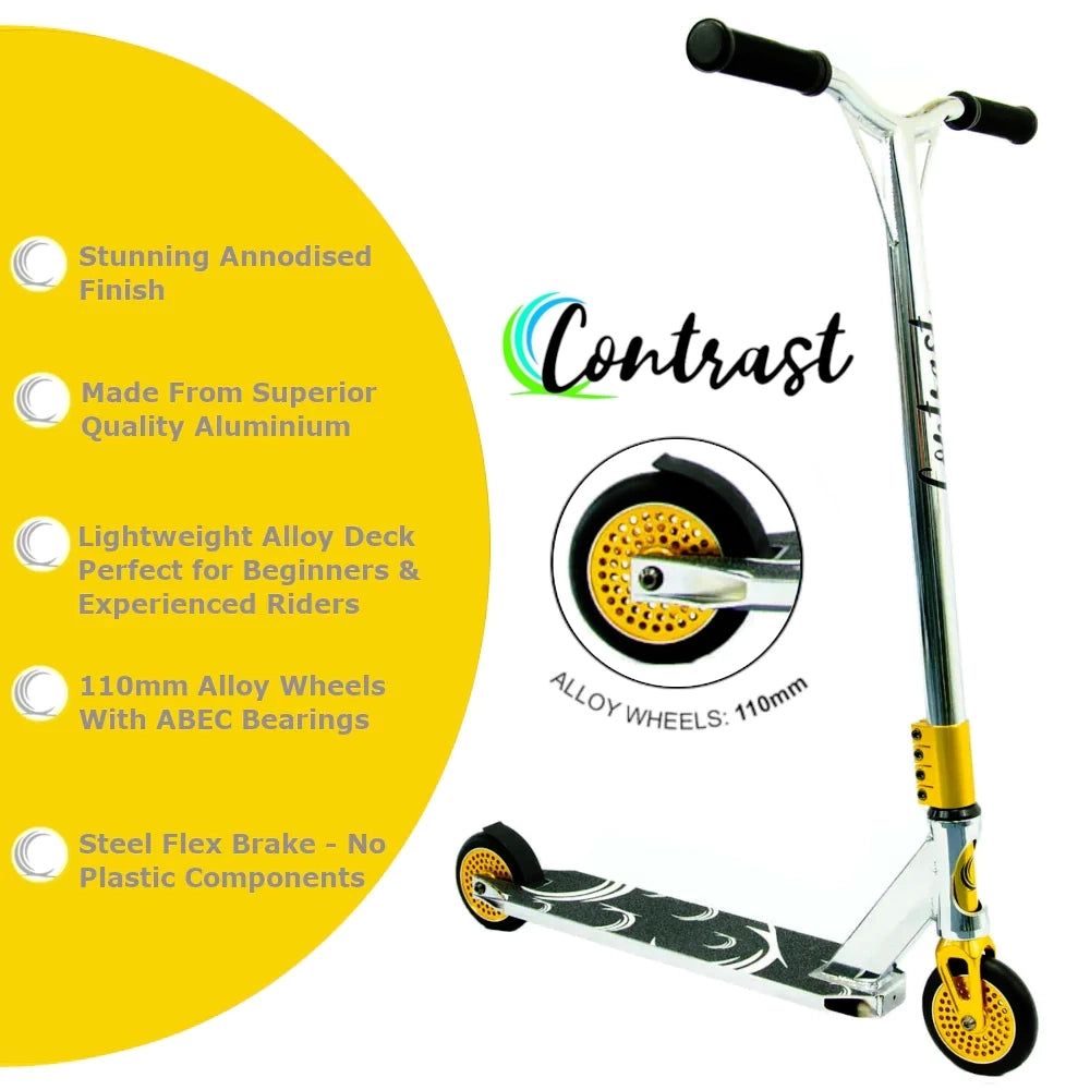 Contrast Pro Ride Stunt Scooter - Ano Gold/Chrome