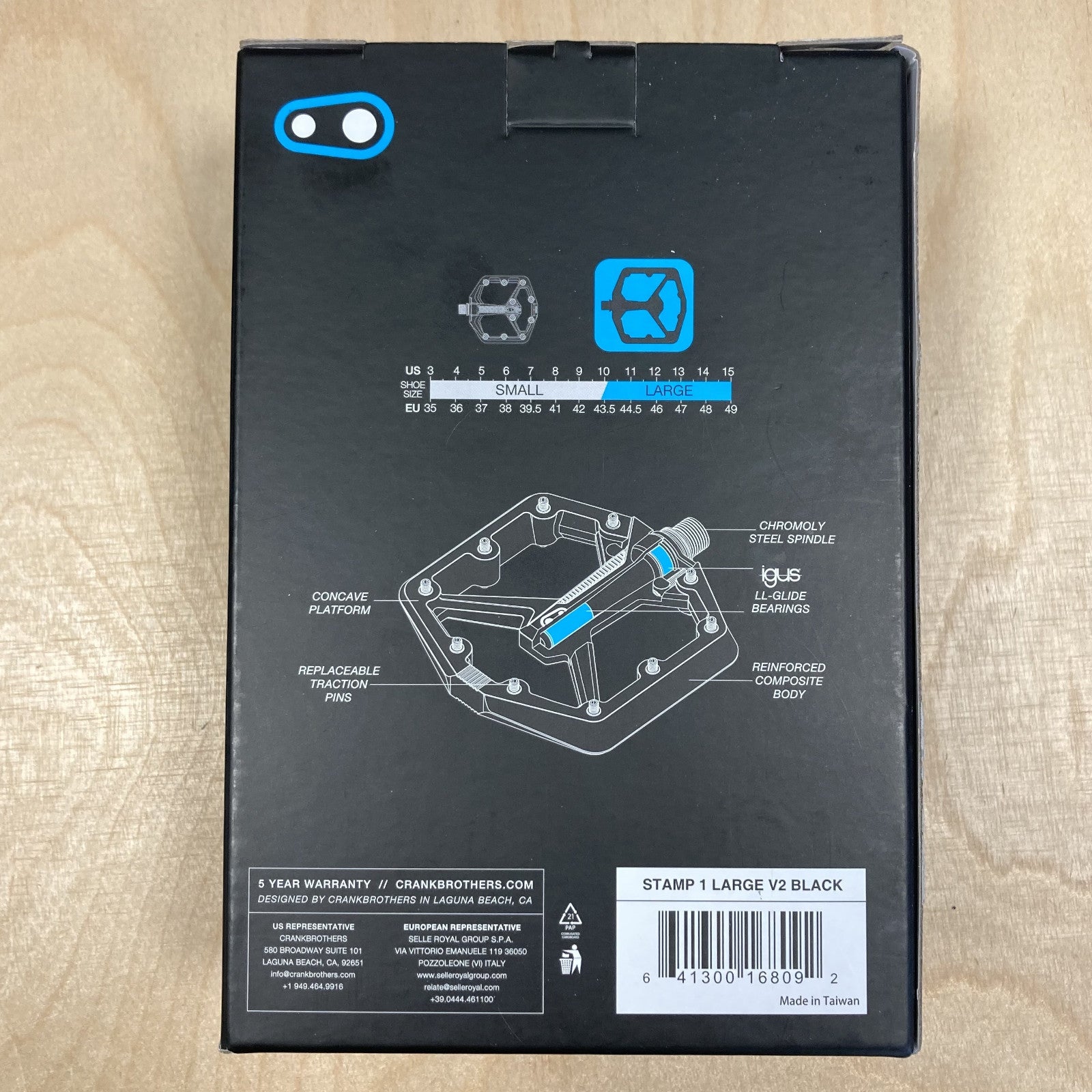 Crank Brothers Stamp 1 V2 Gen 2 Large 9/16 Inch Platform Bike Pedals Black Large Alternate 3