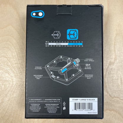 Crank Brothers Stamp 1 V2 Gen 2 Large 9/16 Inch Platform Bike Pedals Black Large Alternate 3