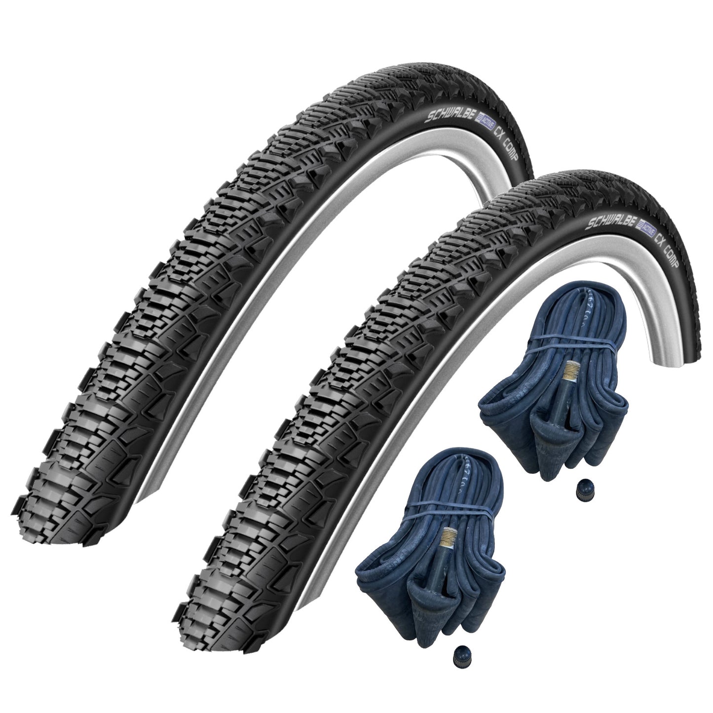 Schwalbe CX Comp 24 x 1.75 24 Inch Bike Tyre Pair of Tyres 2 Schrader Tubes