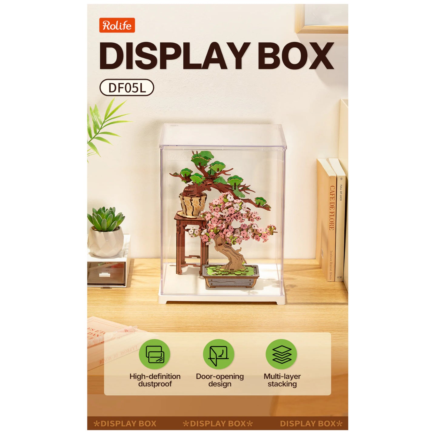 Rolife Clear Display Case Portrait Size M 3D Puzzle DF05L Alternate 2
