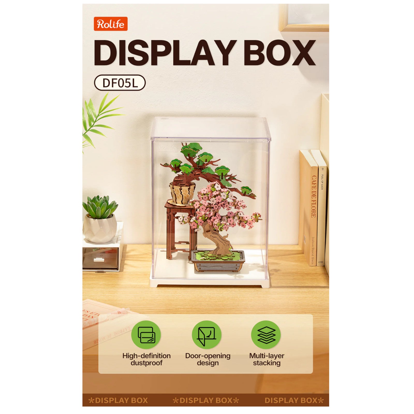 Rolife Clear Display Case Portrait Size M 3D Puzzle DF05L Alternate 2