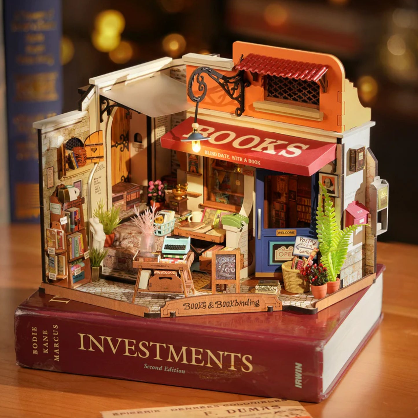 Rolife Corner Bookstore DIY Miniature House Kit DG164 3D Puzzle Alternate 1