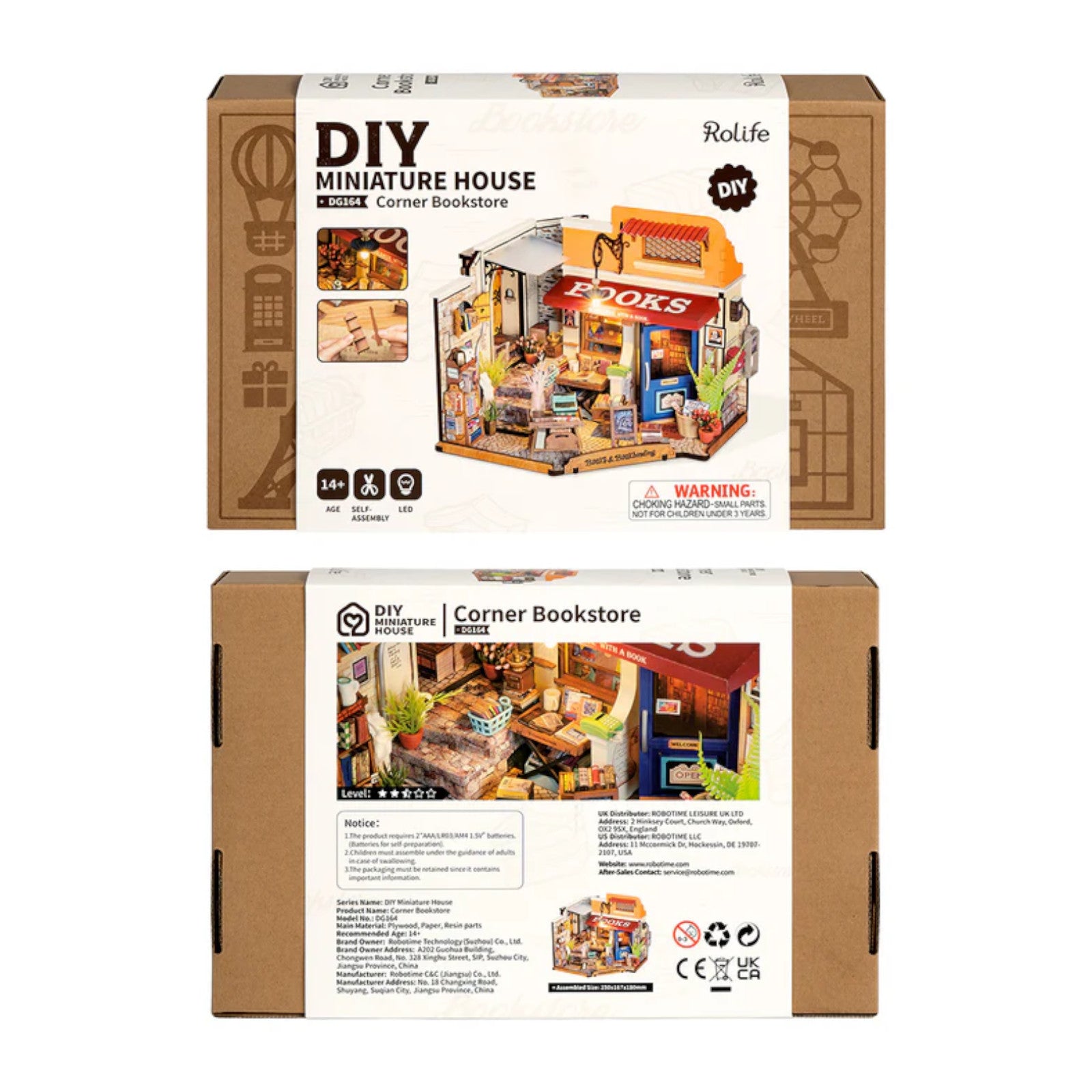Rolife Corner Bookstore DIY Miniature House Kit DG164 3D Puzzle Alternate 3