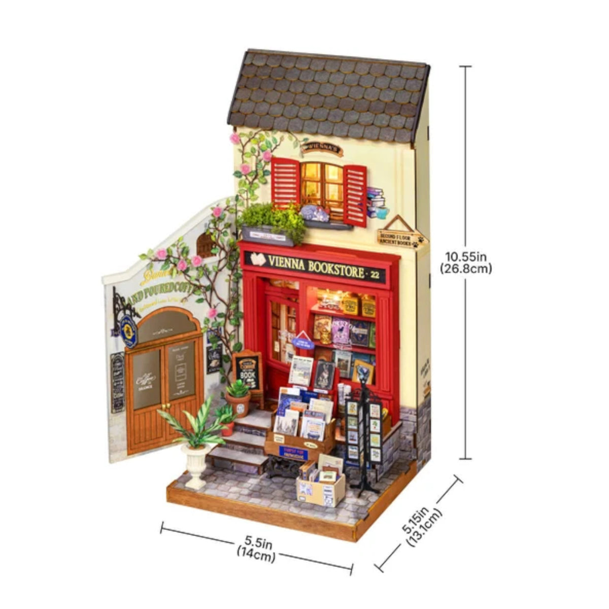 Rolife Vienna Bookstore DIY Miniature House DG183 3D Puzzle Alternate 3