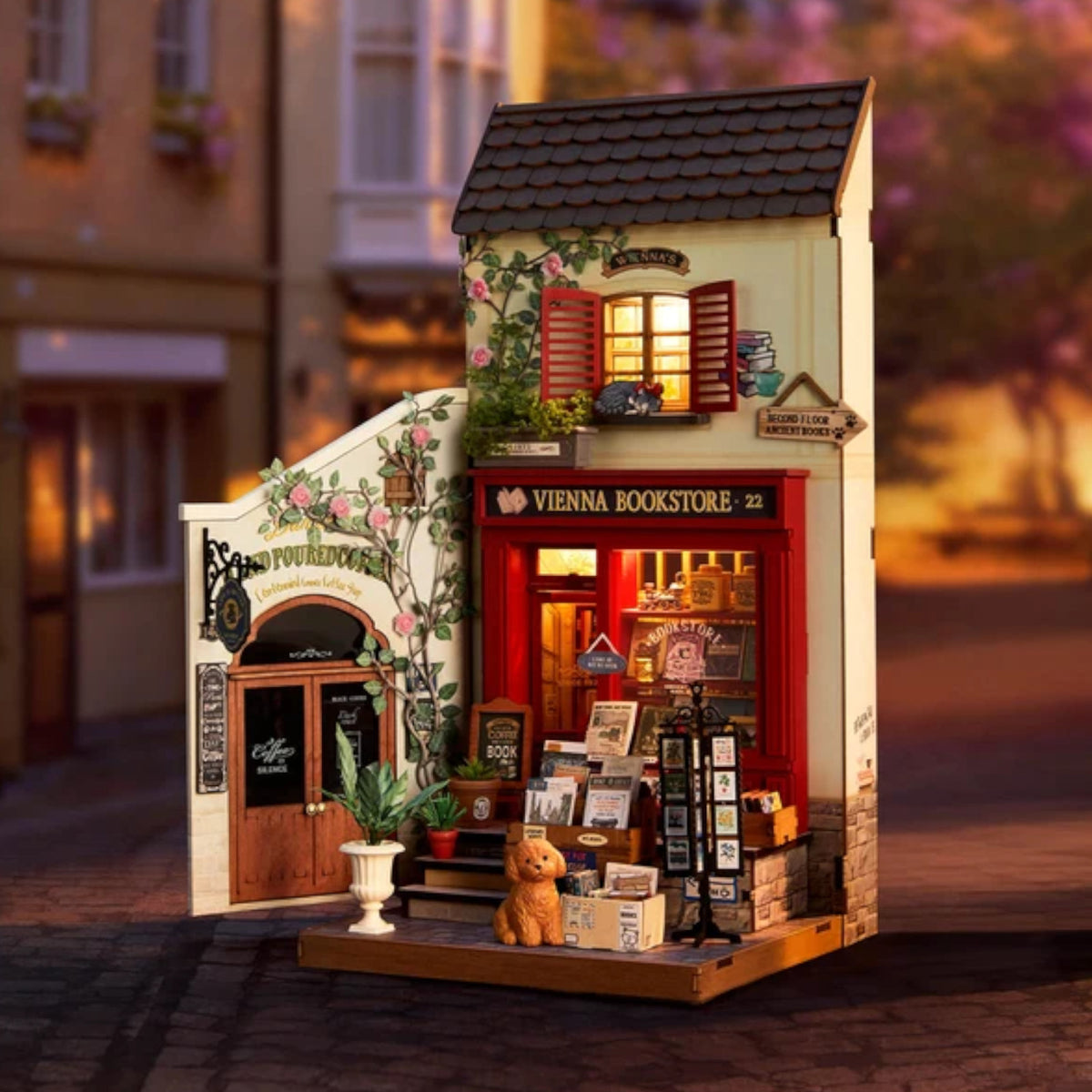 Rolife Vienna Bookstore DIY Miniature House DG183 3D Puzzle Alternate 4