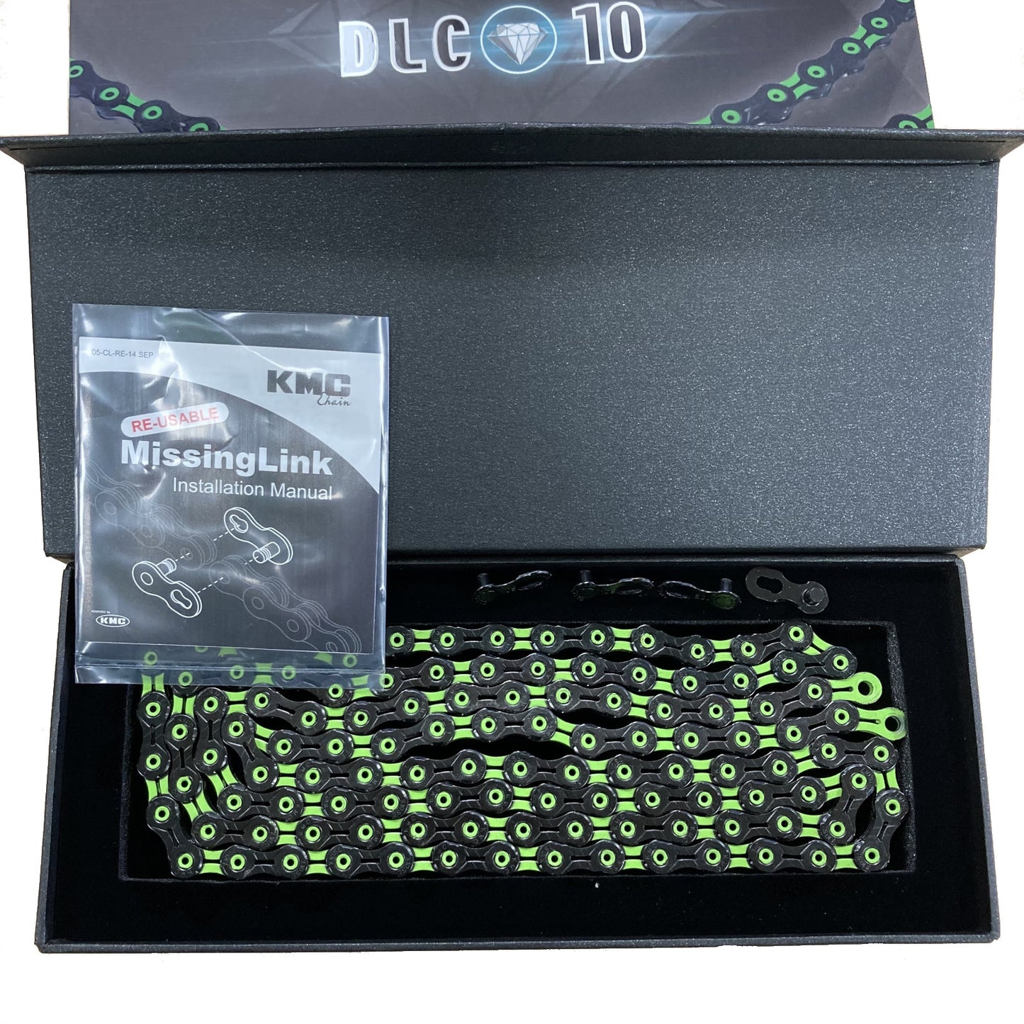 KMC X10 SL DLC 10 Speed Bike Chain Black/Green Alternate 3