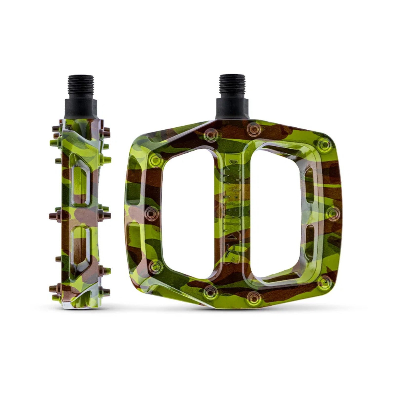 DMR V6 Nylon Cro-Mo Axle Green Camo 9/16 Inch Platform Bike Pedals