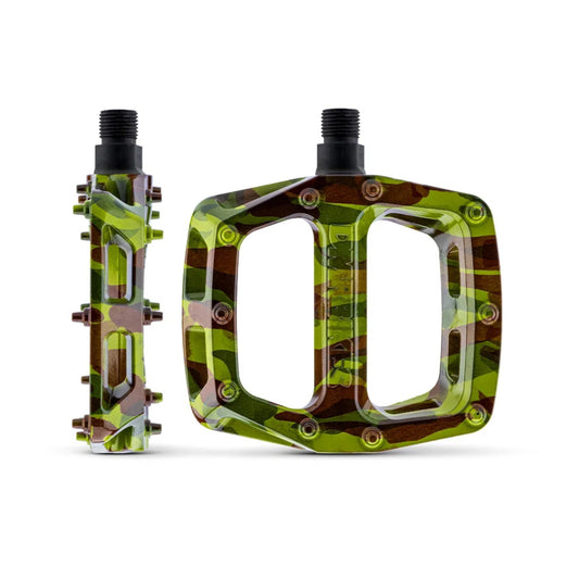 DMR V6 Nylon Cro-Mo Axle Green Camo 9/16 Inch Platform Bike Pedals