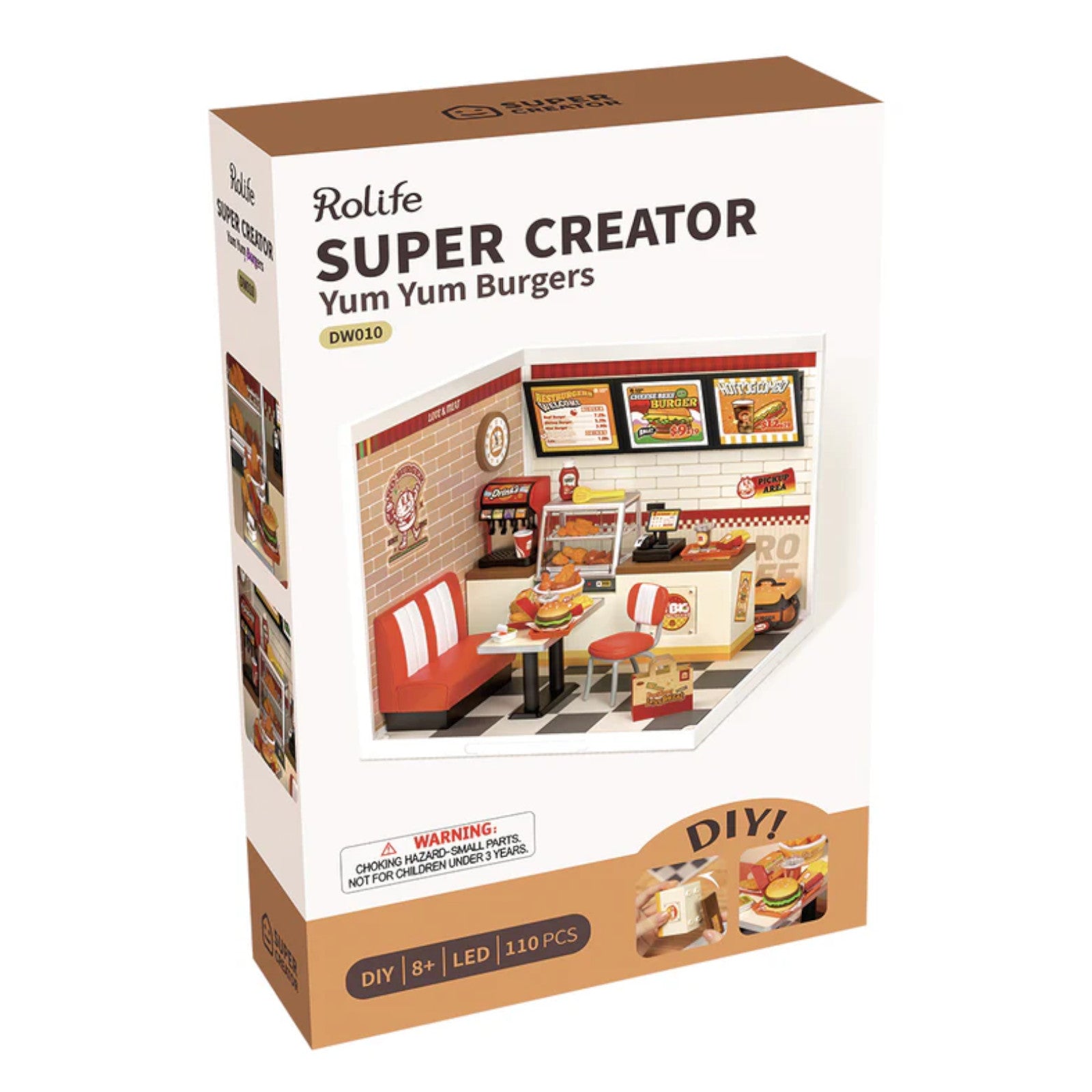 Rolife Yum Yum Burgers Super Creator DIY Miniature House DW010 3D Puzzle Alternate 1