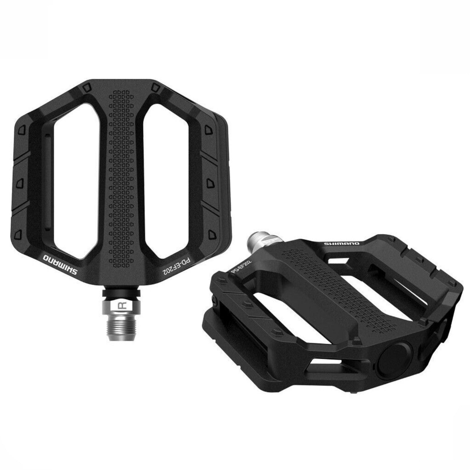 Shimano Shimano MTB Flat Pedals PD-EF202 Black Pair 9/16 Inch Platform Bike Pedals