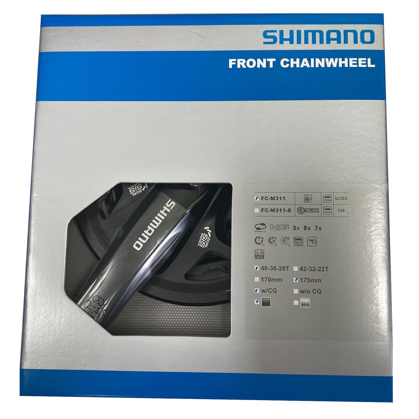 Shimano Altus Square Taper 48/38/28T 175mm with Chainguard 8 Speed Bike Triple Chainset FC-M311 Alternate 1