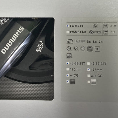 Shimano Altus Square Taper 48/38/28T 175mm with Chainguard 8 Speed Bike Triple Chainset FC-M311 Alternate 2