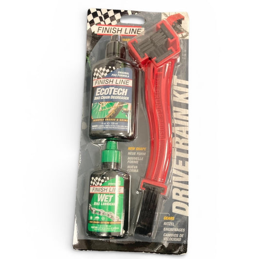 Finish Line Starter Kit Pack Ecotech Degreaser / Wet Lube / Grunge Brush Bike Chain Lube