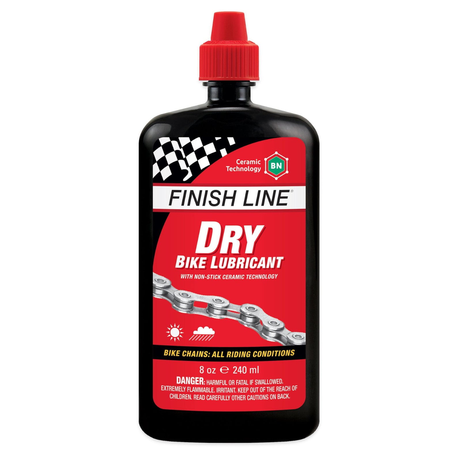 Finish Line Dry Chain Lube (Ceramic Tech) 8 oz / 240 ml Bike Chain Lube