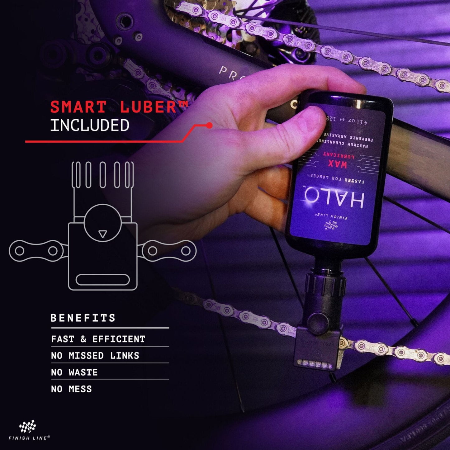 Finish Line Halo Wax Lubricant 4oz/120ml - Bottle and Smart Luber Bike Chain Lube Alternate 4