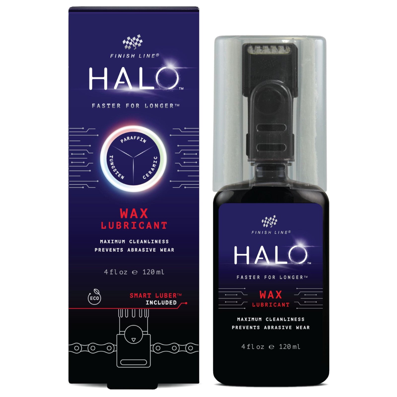 Finish Line Halo Wax Lubricant 4oz/120ml - Bottle and Smart Luber Bike Chain Lube