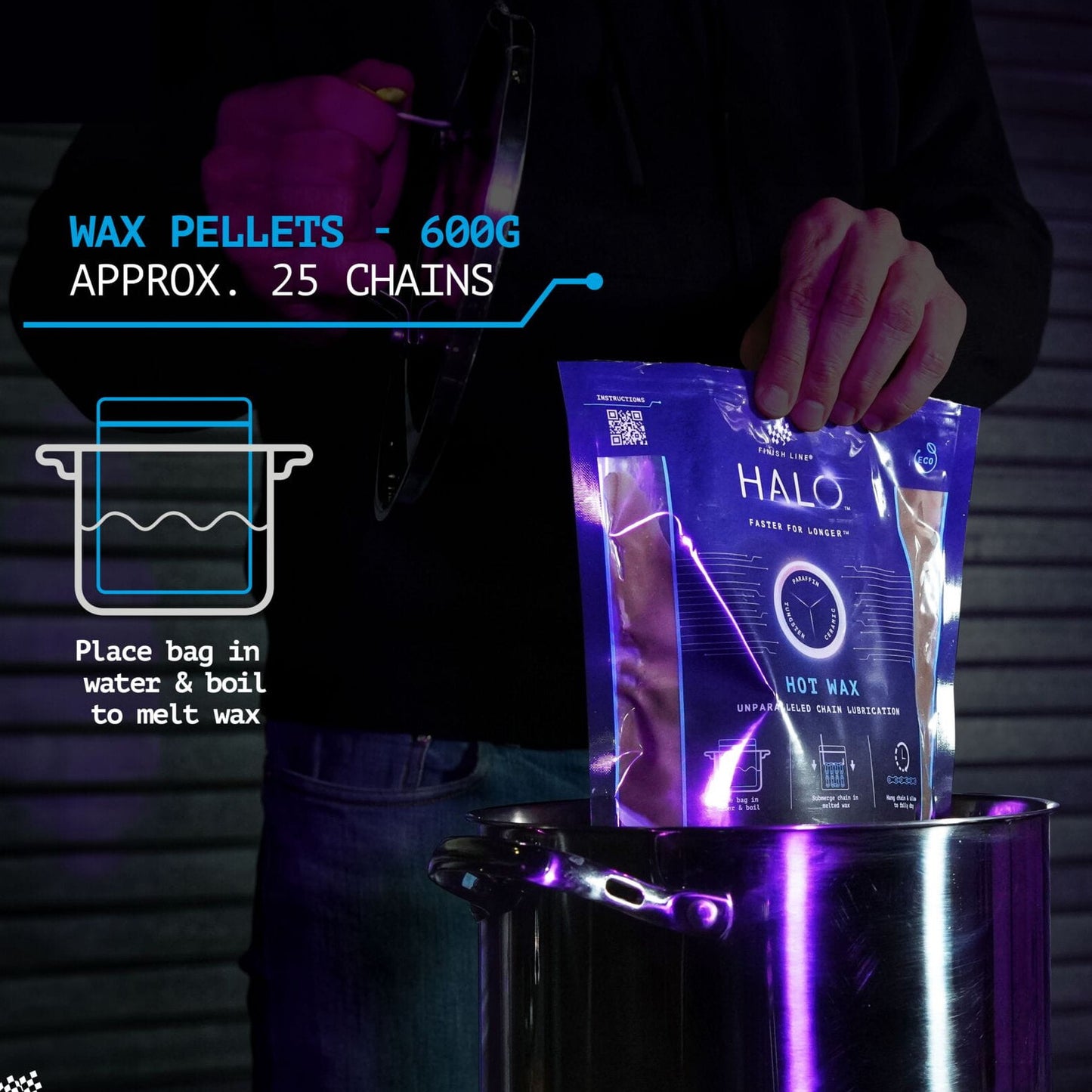 Finish Line Halo Hot Wax Lubricant Melts 600g Granular Double Boil Bag Bike Chain Lube Alternate 5