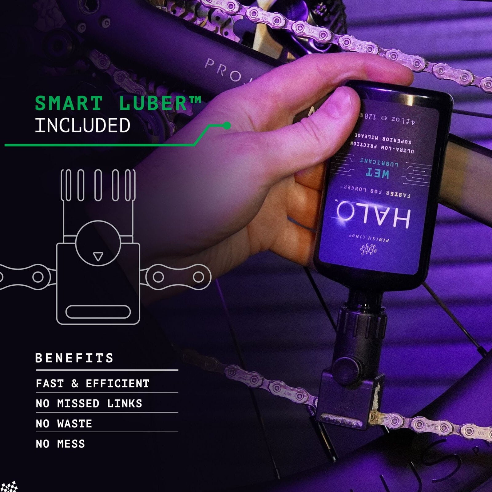 Finish Line Halo Wet Lubricant 4oz/120ml - Bottle and Smart Luber Bike Chain Lube Alternate 1