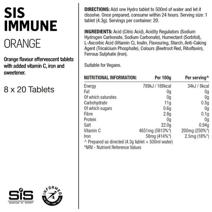 SIS GO Immune Hydro Tablets Orange Sports Hydration Tablets 8 Tubes Alternate 1