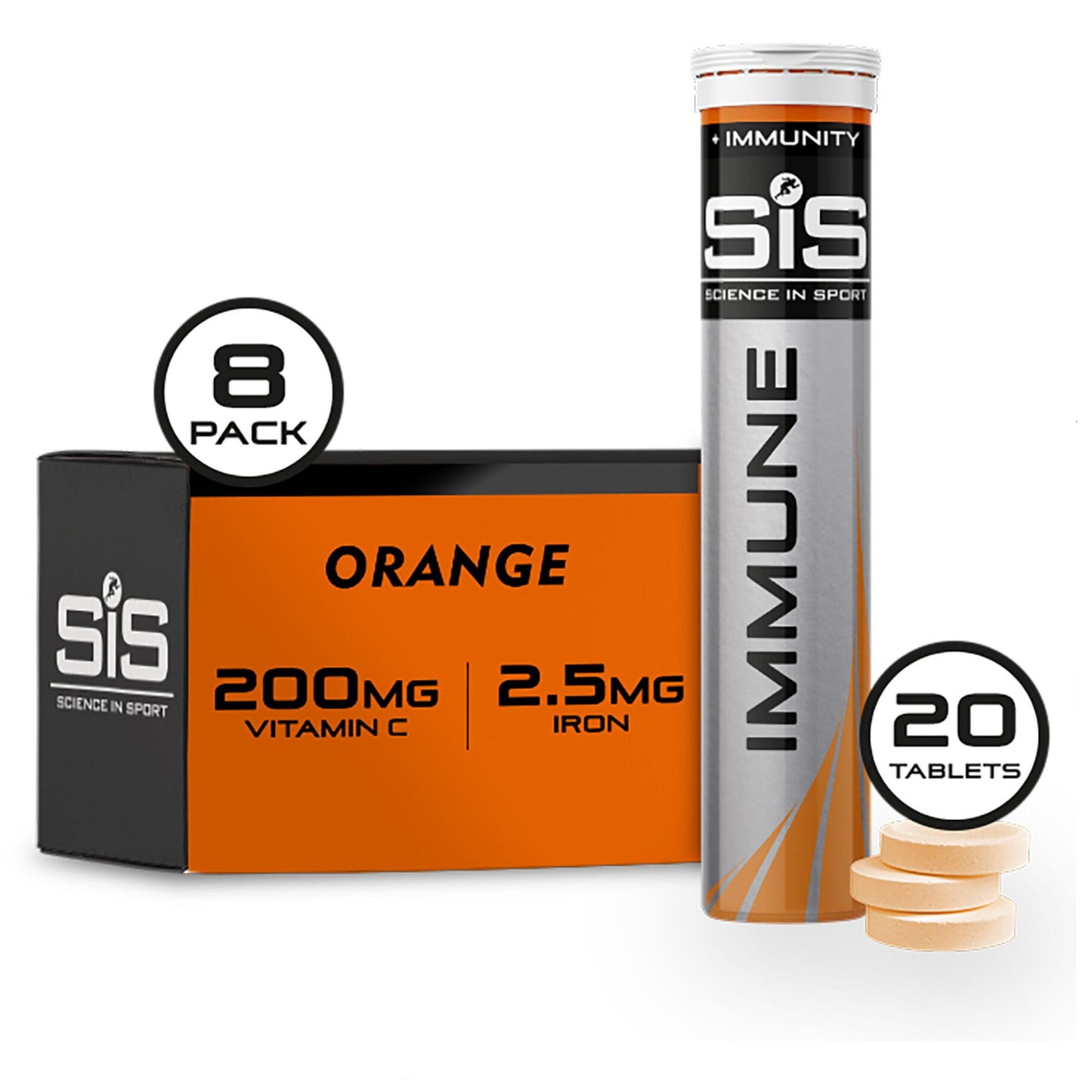 SIS GO Immune Hydro Tablets Orange Sports Hydration Tablets 8 Tubes