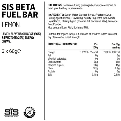 SIS Beta Fuel Energy Chew 60g Box of 6 Sports Energy Bar Alternate 1